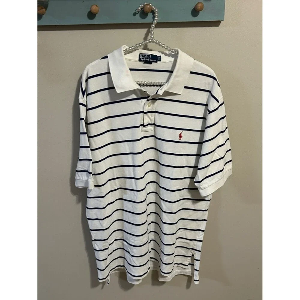 Polo by Ralph Lauren Striped Polo Shirt White Blue XLT